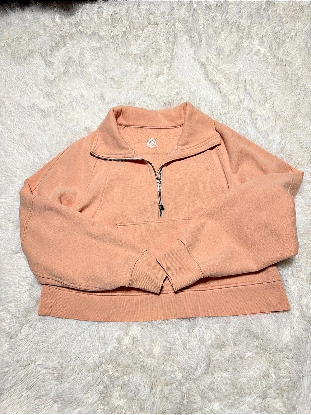 Lululemon Scuba Oversized Funnel Neck 1/2 Zip Peach Medium/Large